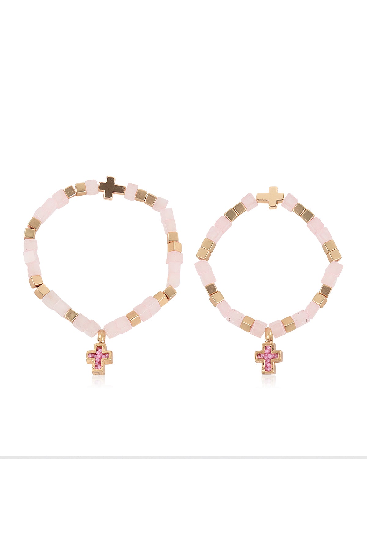 Mini Momo Mommy and Me Bracelets - Matching Bracelet Set for Mother Daughter Gift for Women - Main - Rose Quartz