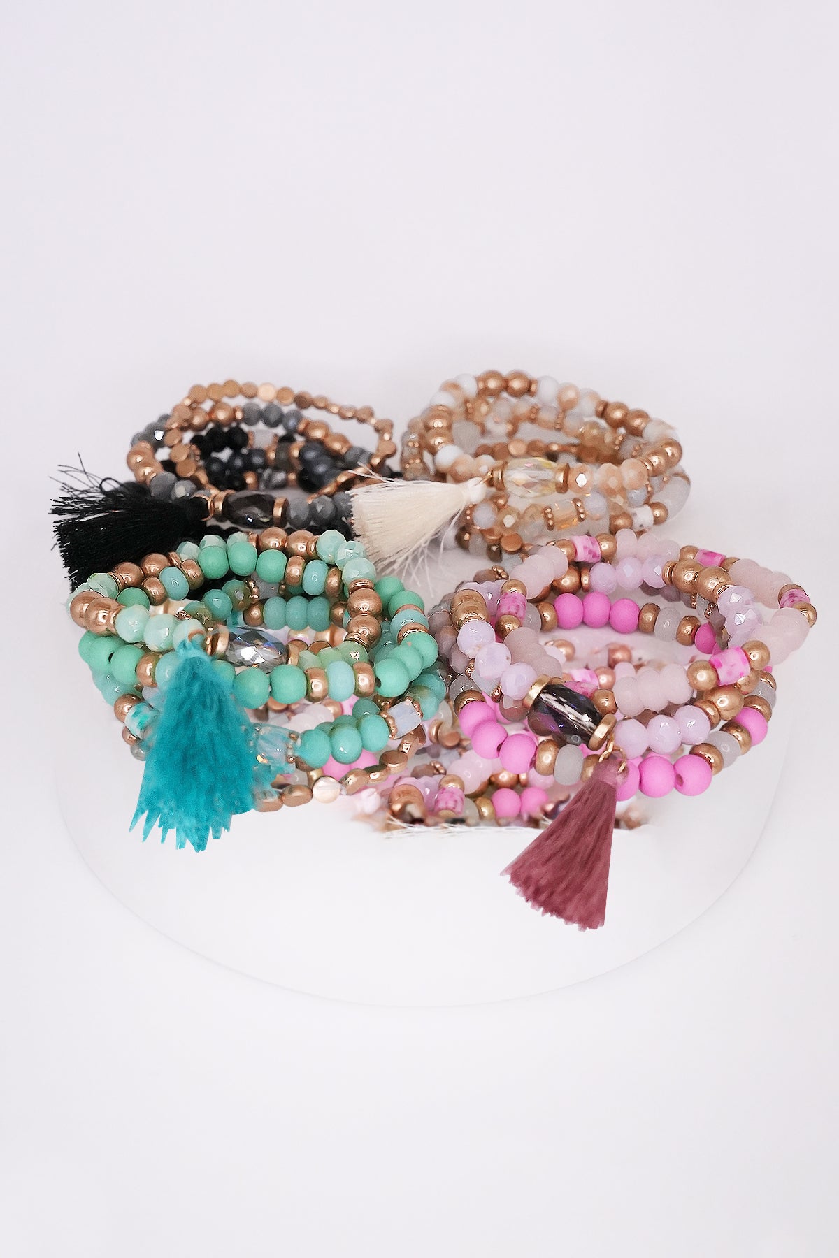 Beaded Bracelet Set Stackable Stretch Multi Layered Bangles