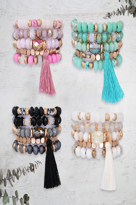 Beaded Bracelet Set Stackable Stretch Multi Layered Bangles