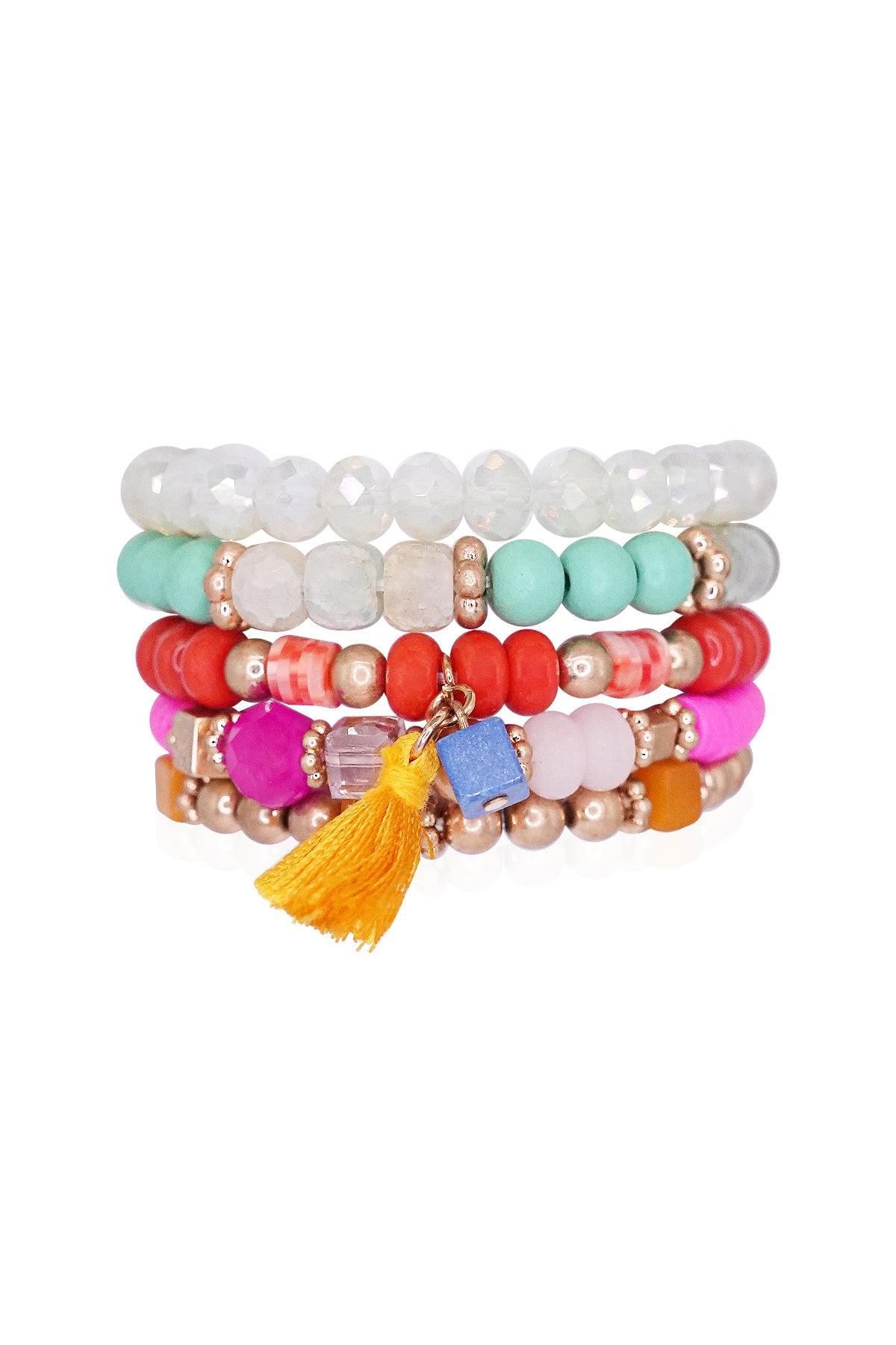 Beaded Bracelet Set Stack Stretch Multi Layered Boho Bangles