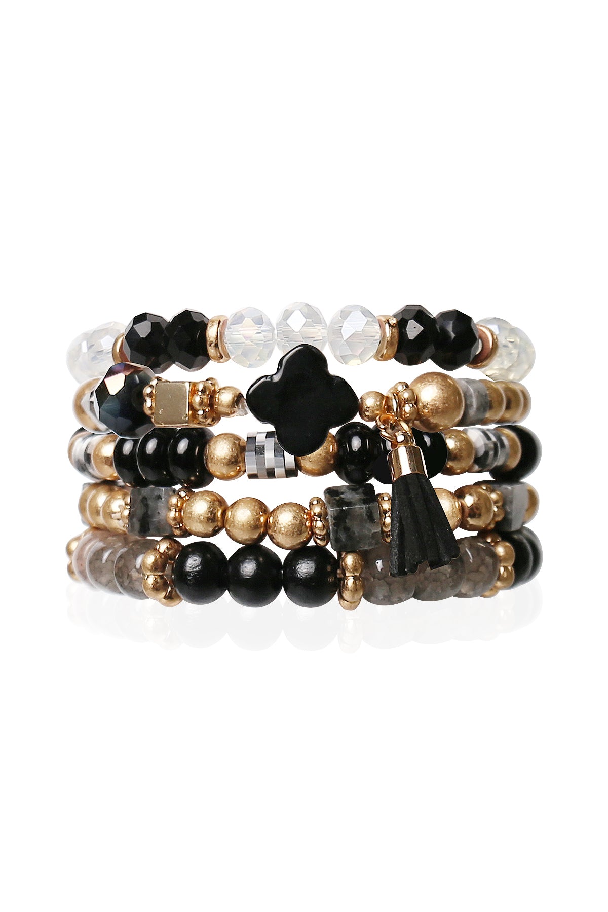 Beaded Bracelet Set Stack Stretch Multi Layered Stone Bangle