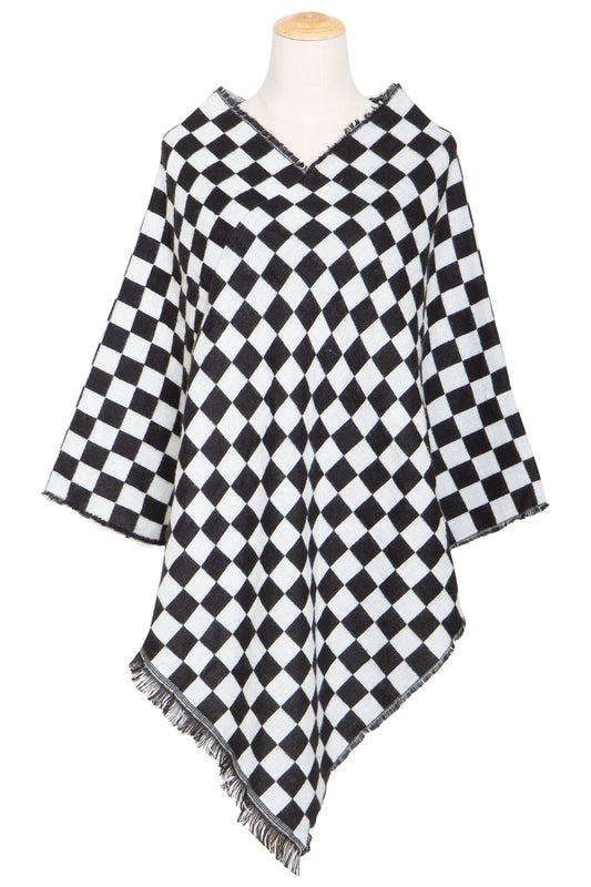 Mommy and Me Matching Cape Blanket Poncho - Checkered