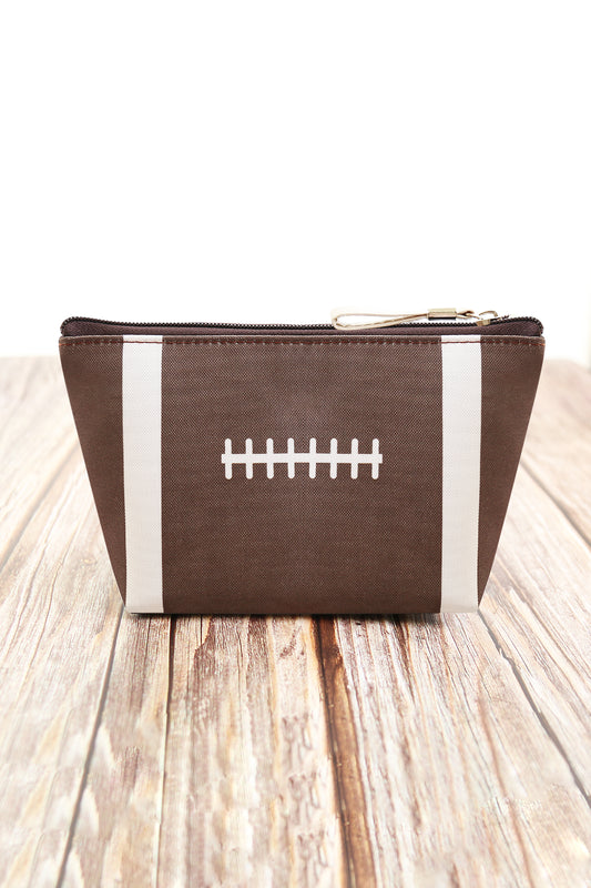 Sports Print Makeup Bag Travel Case Organizer Pouch - Football