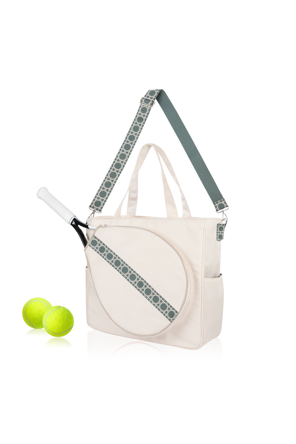 Mini Momo Tennis Bag Racket Tote Sports Racquet Bag - Tennis Bags for Women - Case Stripe Shoulder Strap - Main - Green