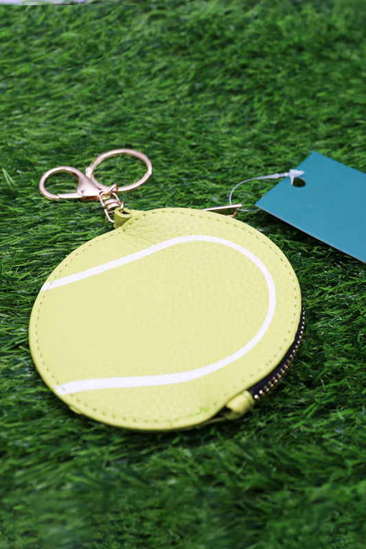 Tennis Ball Keychain Bag Charm - Mini Sports Coin Purse Zipper Pouch Cute Team Gift