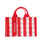 Mini Momo Tote Bag for Women Canvas Structured Purse - Casual Fabric Stripe Handbag - Plain Red