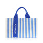 Mini Momo Tote Bag for Women Canvas Structured Purse - Casual Fabric Stripe Handbag - Stripe Light Blue