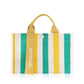 Mini Momo Tote Bag for Women Canvas Structured Purse - Casual Fabric Stripe Handbag - Stripe Yellow