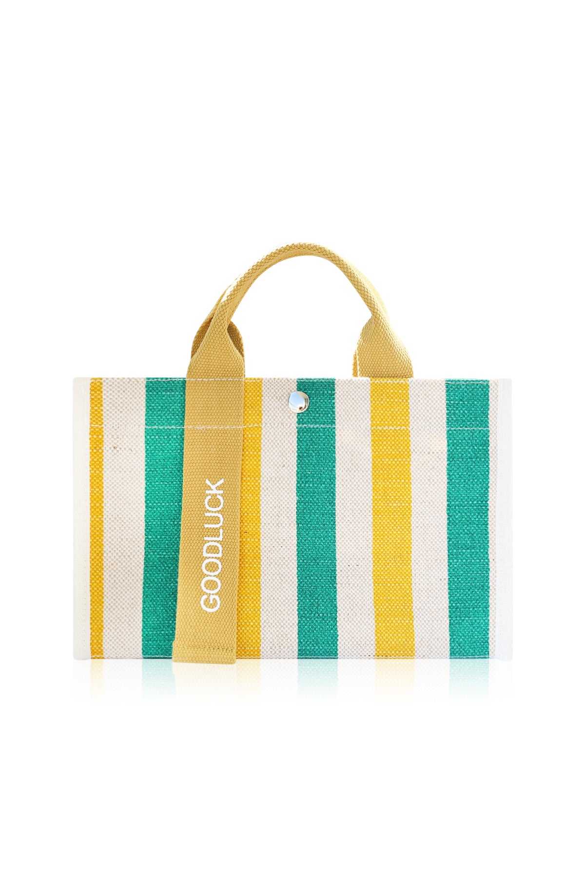 Mini Momo Tote Bag for Women Canvas Structured Purse - Casual Fabric Stripe Handbag - Stripe Yellow