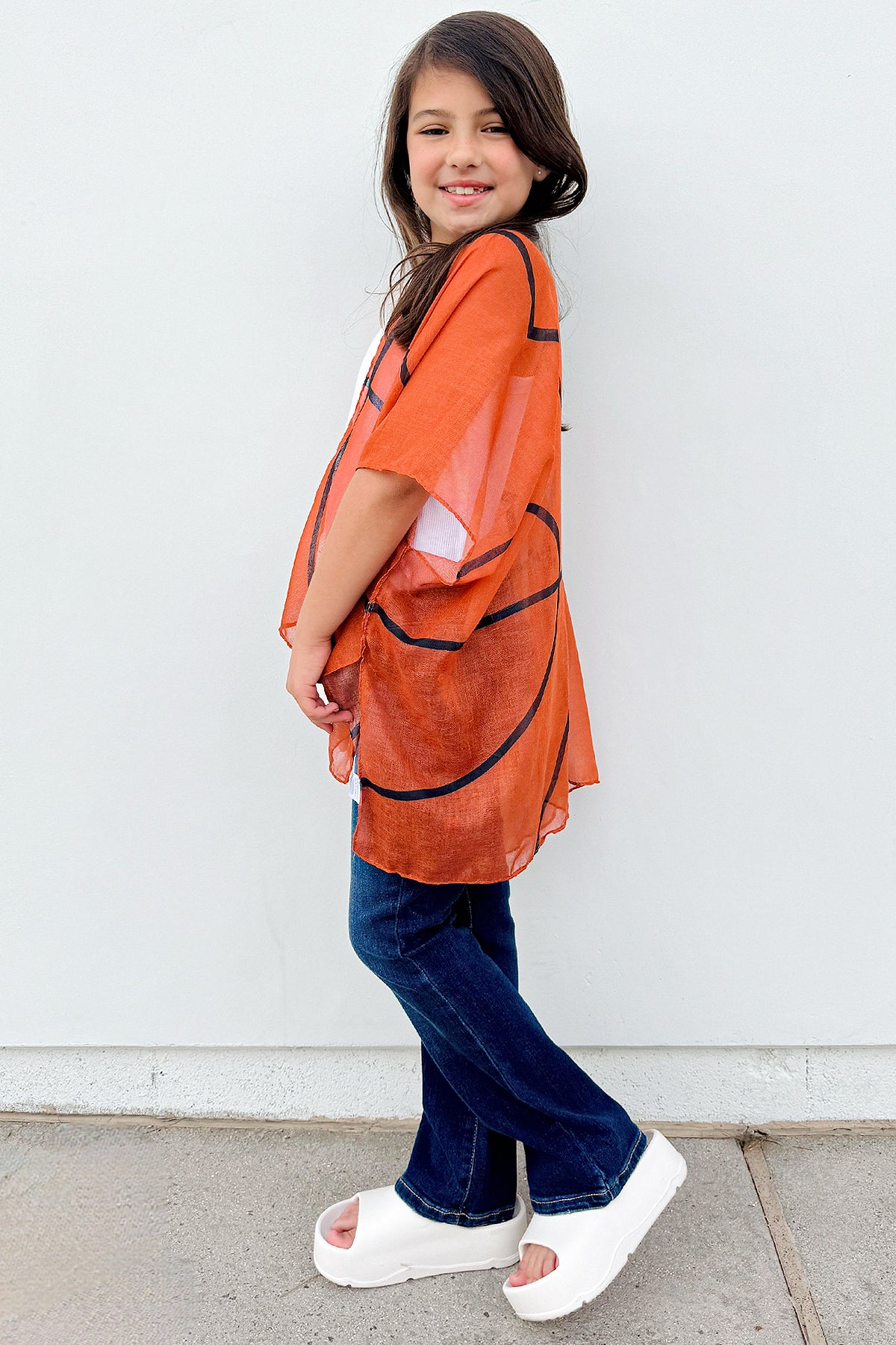 Basketball Game Day Shirt Kimono Cardigan - Open Shawl Blouse Cover Up for Sports Fan, Mom, Team Gift