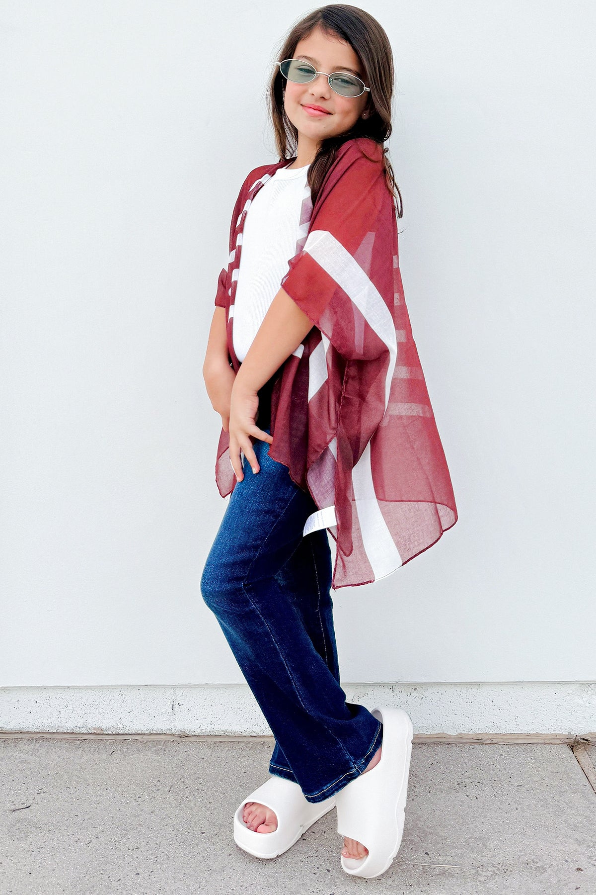 Football Game Day Shirt Kimono Cardigan - Open Shawl Blouse Cover Up for Sports Fan, Mom, Team Gift