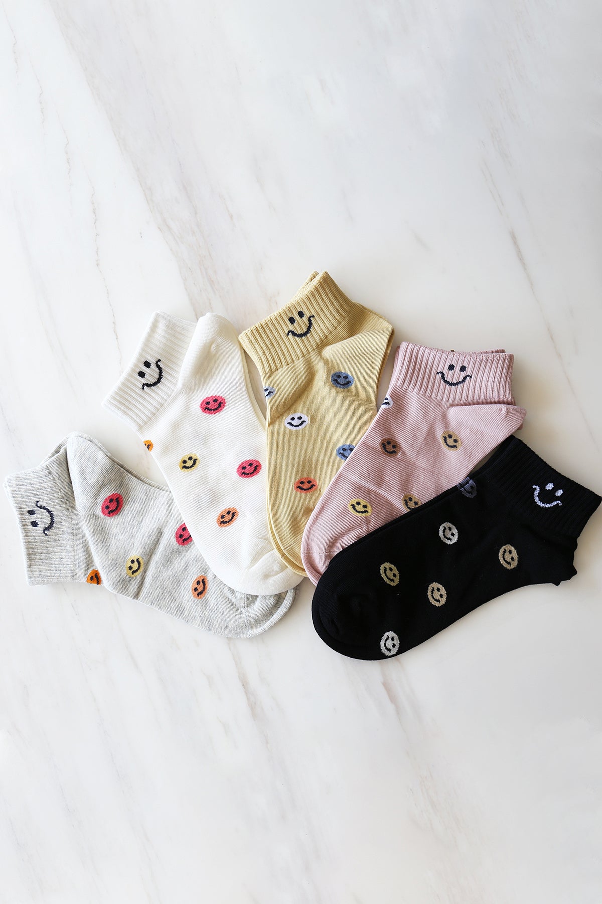 Cute Smiley Face Women's Socks Set - Colorful Smile Ankle Socks Novelty Gifts for Womens