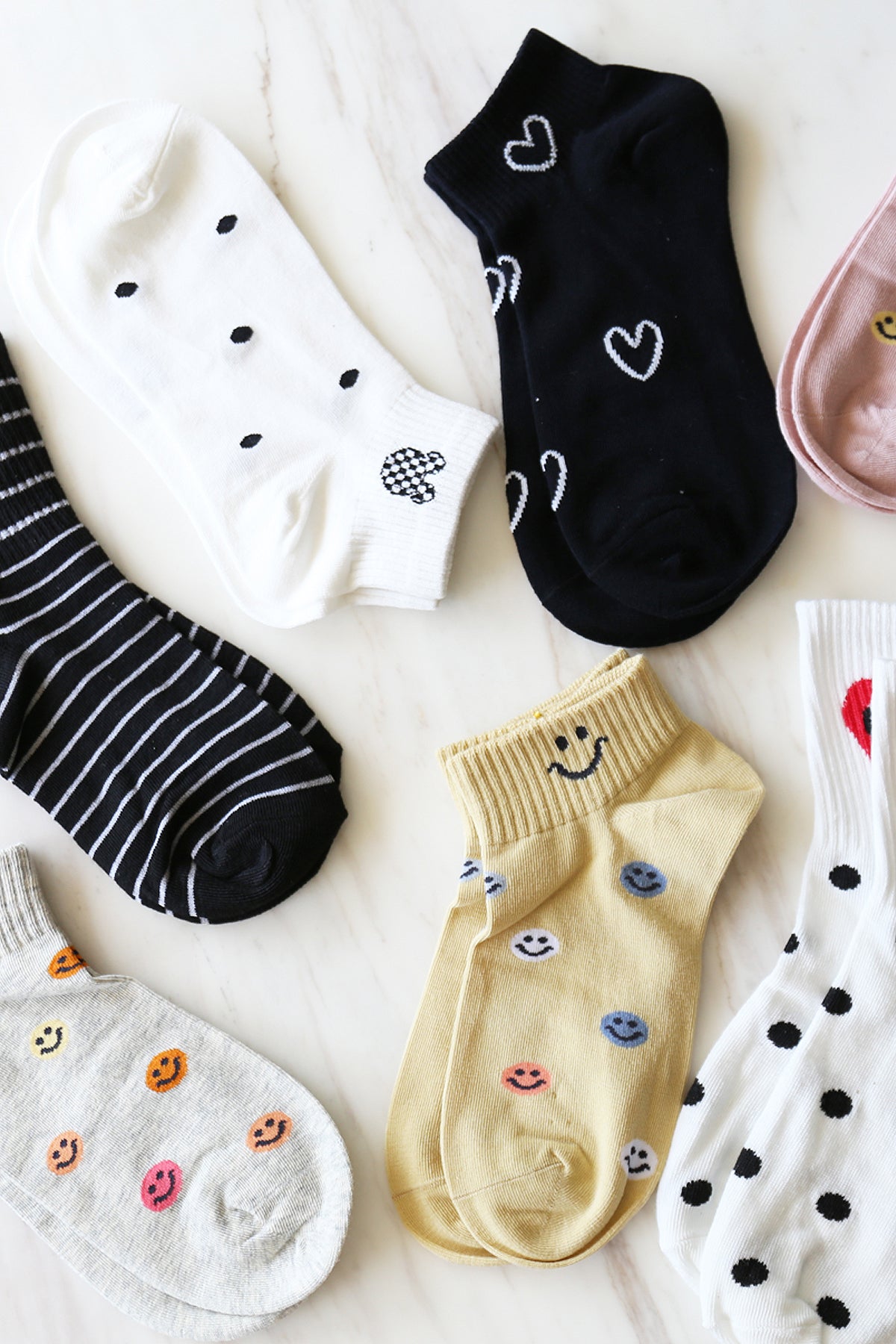 Cute Smiley Face Women's Socks Set - Colorful Smile Ankle Socks Novelty Gifts for Womens 