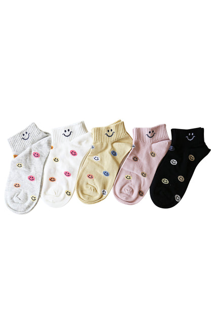 Cute Smiley Face Women's Socks Set - Colorful Smile Ankle Socks Novelty Gifts for Womens - Assorted - Group