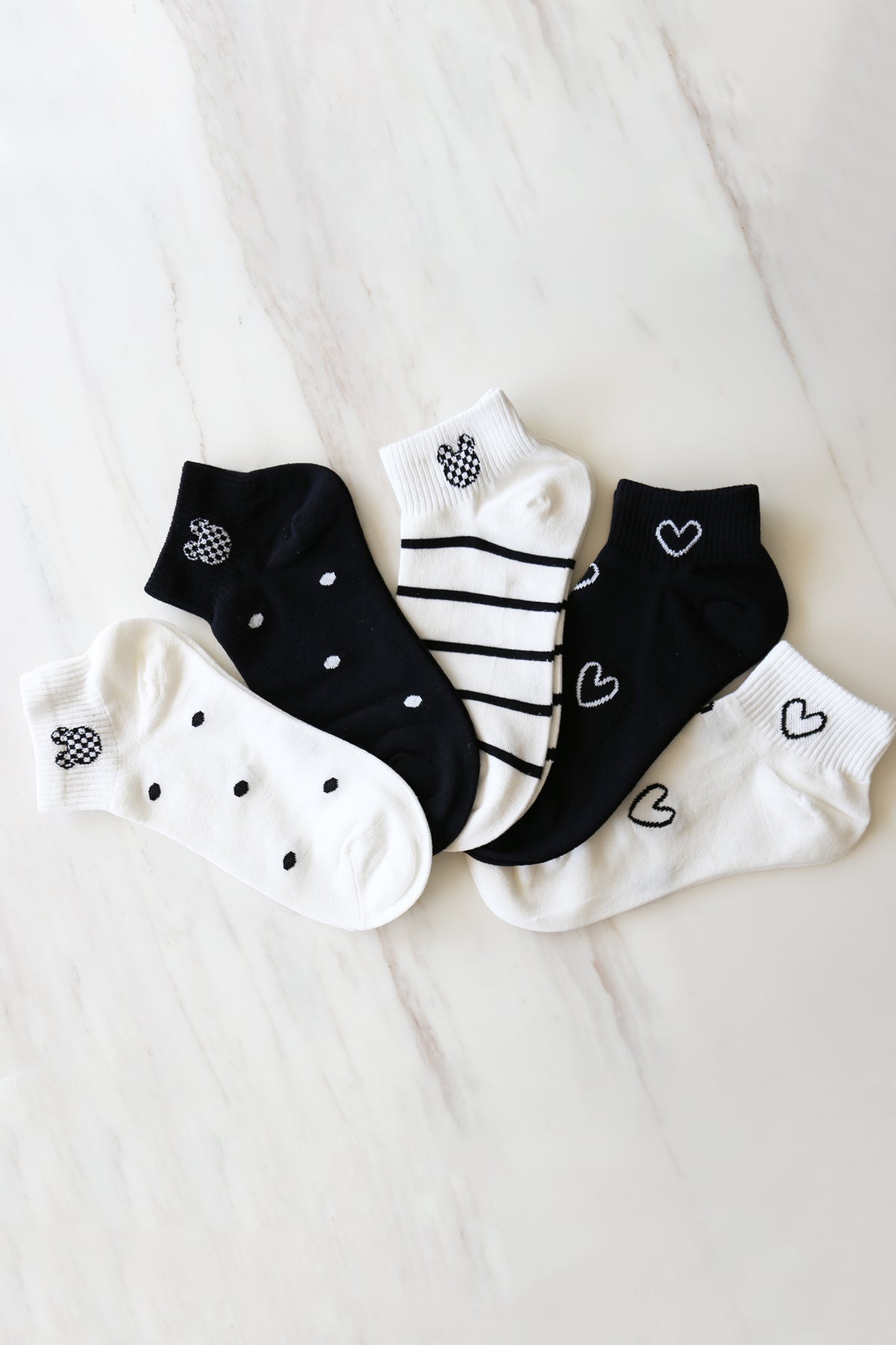 Cute Women's Socks Set -  Heart Stripe Polka Dot Ankle Socks Novelty Gifts for Womens-Lifestyle