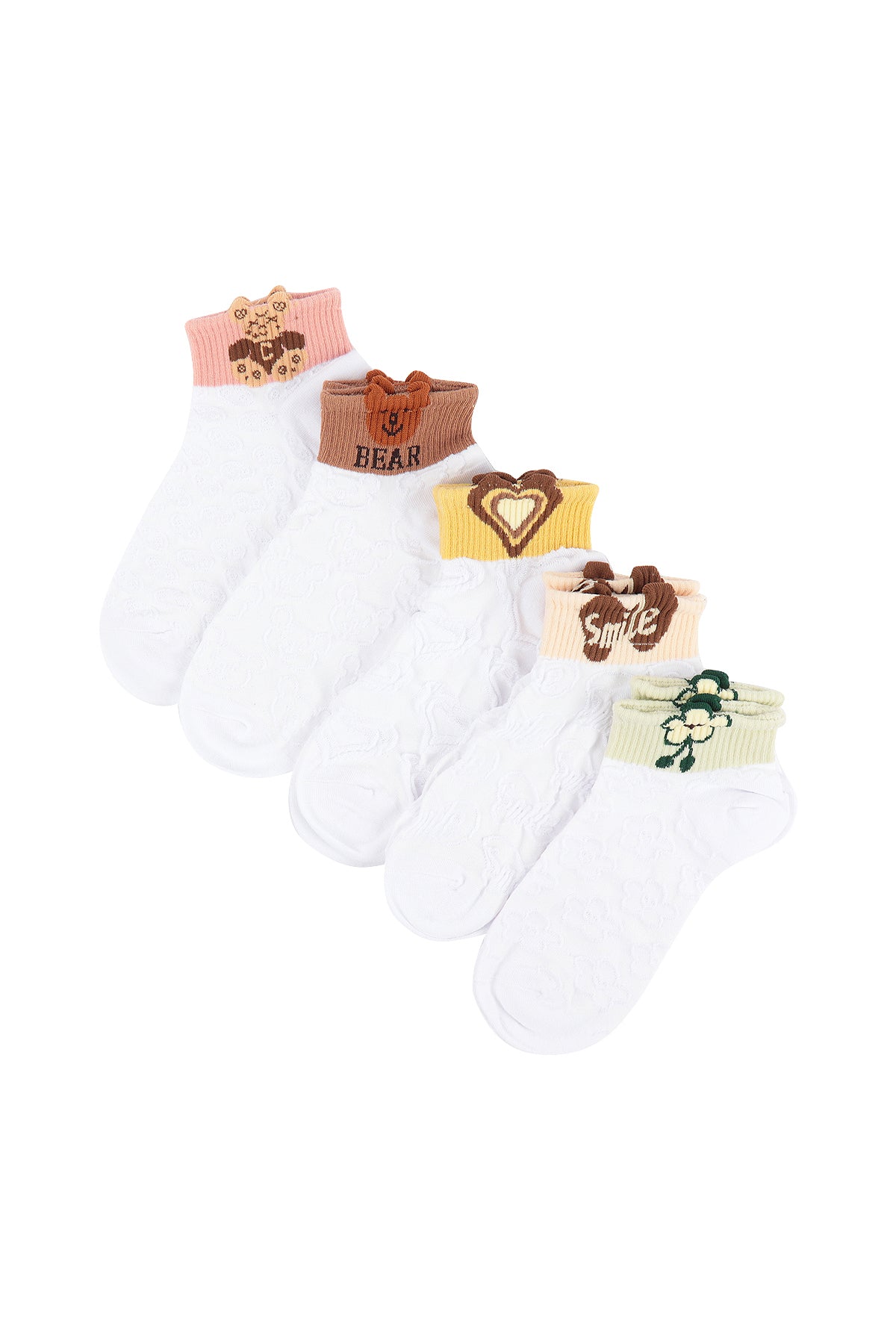 Mini Momo Cute Women's Socks Set - Embroidery Smile Heart Ankle Socks Novelty Gifts for Womens - Assorted - Group