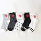 Cute Heart Face Women's Socks Set - Stripe Smile Ankle Mid Calf Half Crew Socks Novelty Gifts for Womens