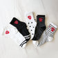 Cute Heart Face Women's Socks Set - Stripe Smile Ankle Mid Calf Half Crew Socks Novelty Gifts for Womens