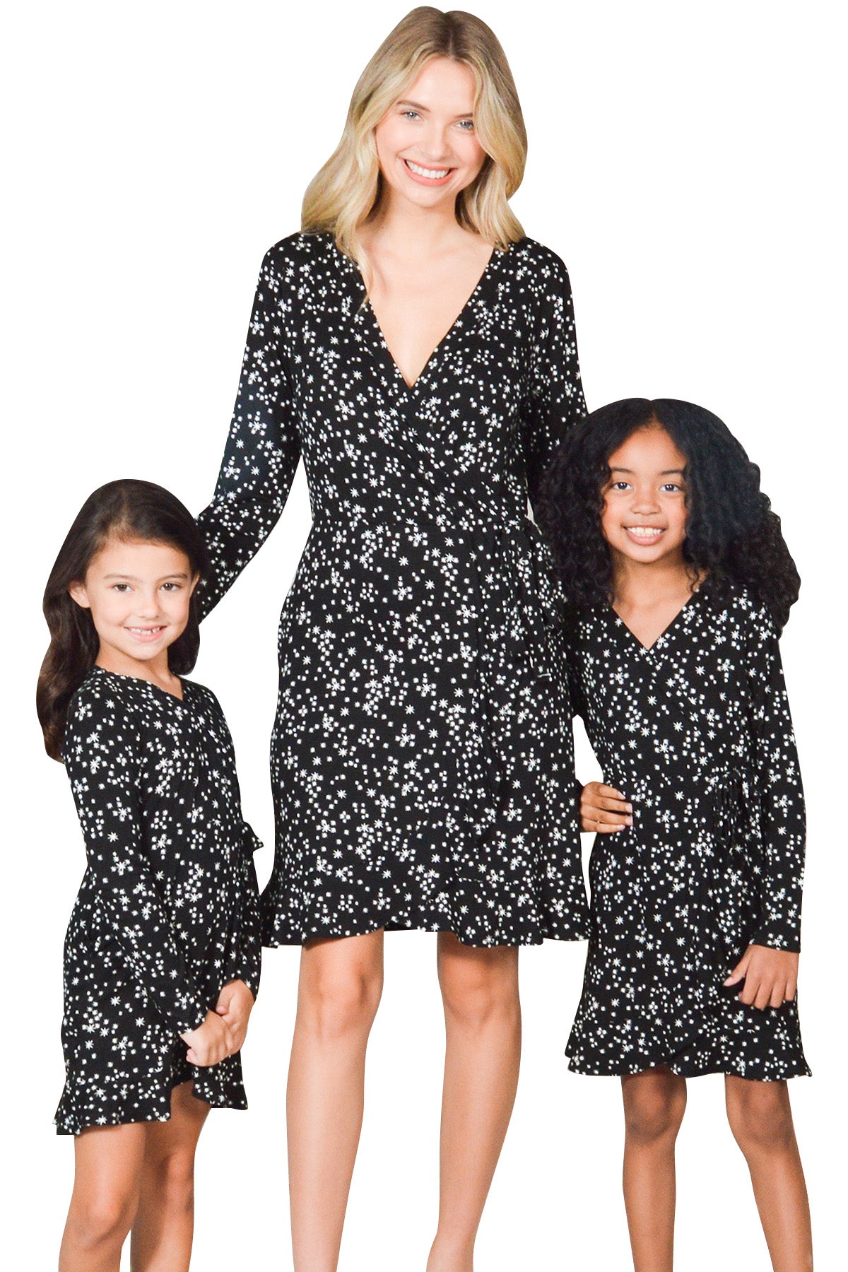 Faux Wrap Dress Printed Jersey Mommy & Me Matching for Kids