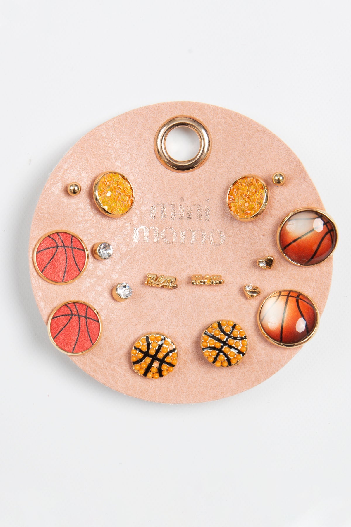 Sports Earring Set for Women Multi Pairs Assorted Multipack - Girl's Stud Earrings Jewelry - Front - Basketball