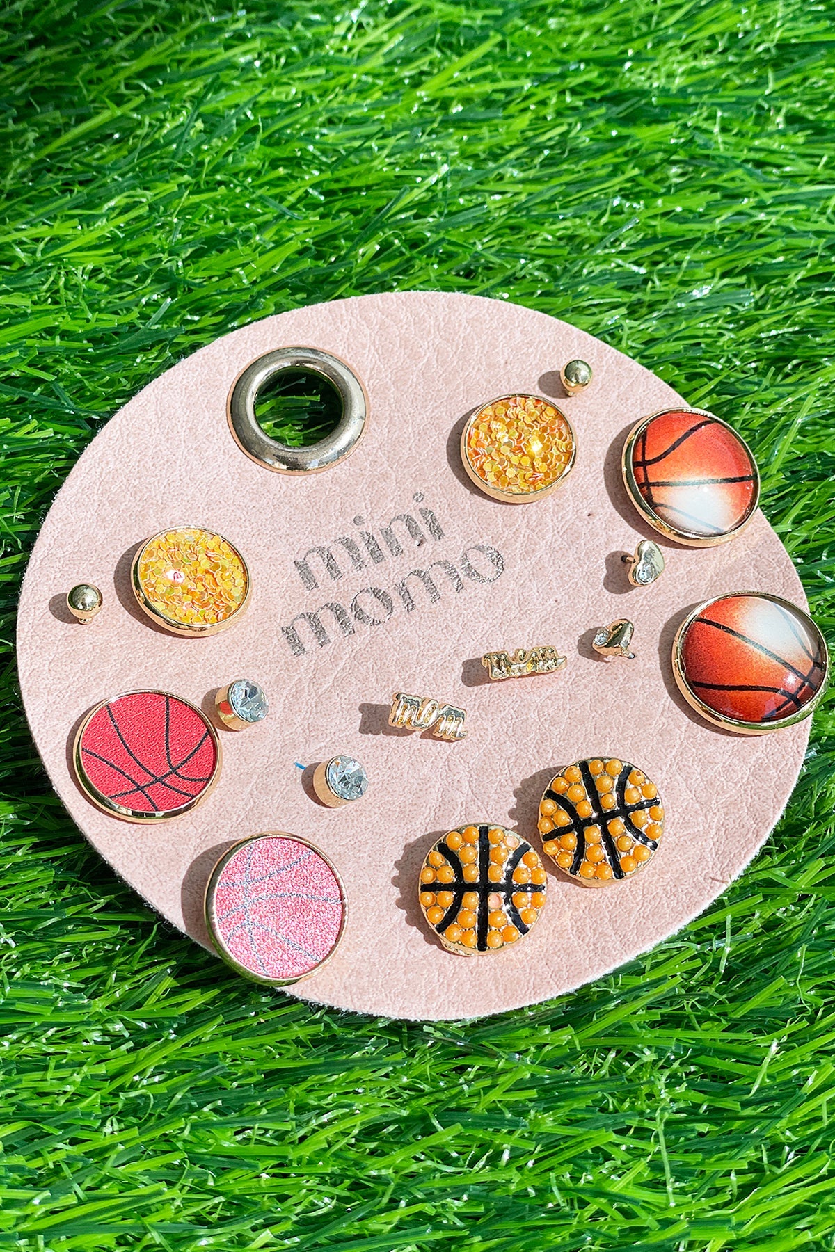 Sports Earring Set for Women Multi Pairs Assorted Multipack - Girl's Stud Earrings Jewelry - Front - Basketball