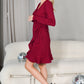 Mommy and Me Dresses - Family Matching Outfits Soft Jersey Pocket Wrap Dress Cute Print - Side - Burgundy