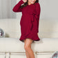 Mommy and Me Dresses - Family Matching Outfits Soft Jersey Pocket Wrap Dress Cute Print for Family Photoshoot - Burgundy