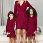 Mommy and Me Dresses - Family Matching Outfits Soft Jersey Pocket Wrap Dress Cute Print for Family Photoshoot - Lifestyle