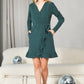 Mommy and Me Dresses - Family Matching Outfits Soft Jersey Pocket Wrap Dress Cute Print - Front - Hunter Green