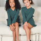 Mommy and Me Dresses - Family Matching Outfits Soft Jersey Pocket Wrap Dress Cute Print for Family Photoshoot - Hunter Green