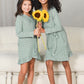 Mommy and Me Dresses - Family Matching Outfits Soft Jersey Pocket Wrap Dress Cute Print for Family Photoshoot - Floral Sage 