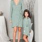 Mommy and Me Dresses - Family Matching Outfits Soft Jersey Pocket Wrap Dress Cute Print for Family Photoshoot - Lifestyle