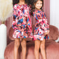 Mommy and Me Dresses - Women Smocked Dress Square Neck Pocket Boho Cute Family Matching Outfits - Lifestyle - Pink Blue