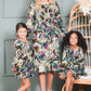 Mommy and Me Dresses - Women Smocked Dress Square Neck Pocket Boho Cute Family Matching Outfits - Lifestyle - Yellow Purple