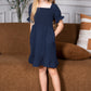 Mommy and Me Dresses - Smocked Dress Women Square Neck Pocket Boho Matching Outfits - Lifestyle - Front - Crepe Navy