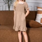 Mommy and Me Dresses - Smocked Dress Women Square Neck Pocket Boho Matching Outfits - Lifestyle - Front - Crepe Taupe