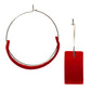 Classic Lightweight Leather Hoop Statement Mini Momo Bohemian Genuine Earrings Women's Fashion Jewelry Gift - Red