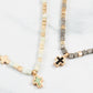 Cross Necklace for Women Religious Charm Natural Stone Cubic Prayer Bead Choker