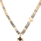 Cross Necklace for Women - Religious Charm - Natural Stone Cubic Prayer Bead Choke - Grey Jasper