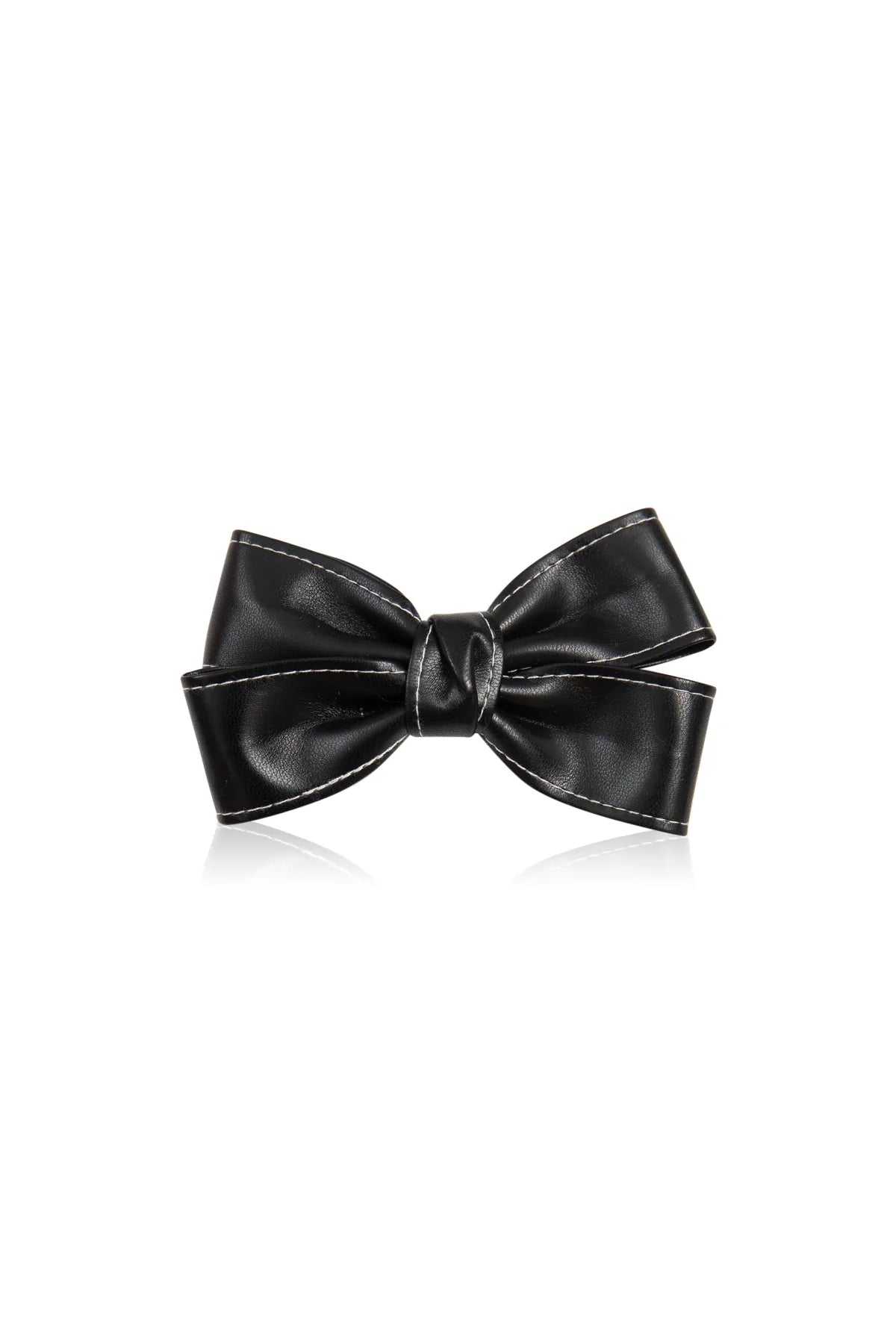 Hair Clip for Women and Girls - Cute Bow Girl's Hair Accessories Pin Ponytail Holder, Hairpin Gift - Faux Leather Black