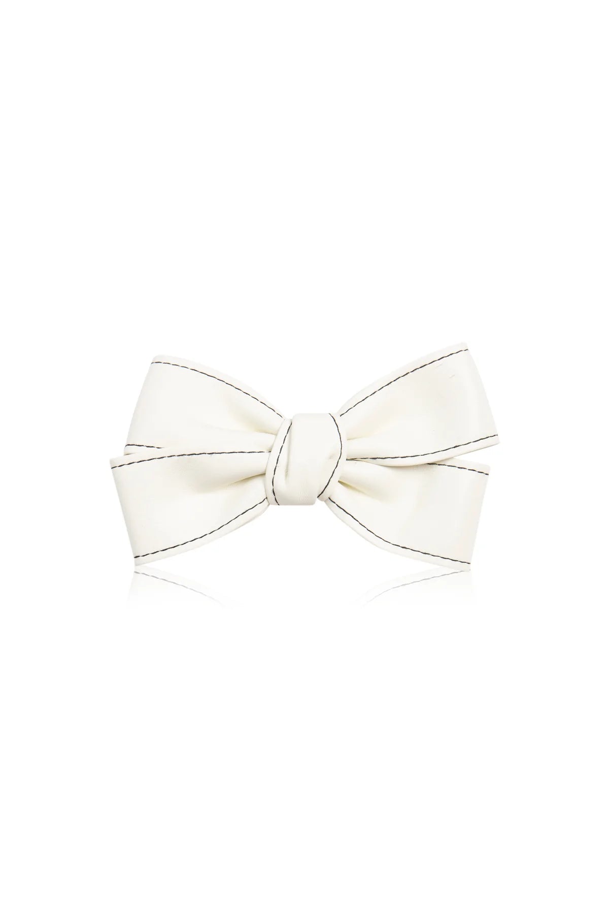 Hair Clip for Women and Girls - Cute Bow Girl's Hair Accessories Pin Ponytail Holder, Hairpin Gift - Faux Leather Ivory