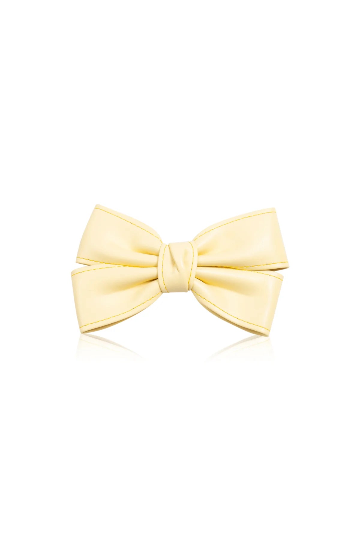 Hair Clip for Women and Girls - Cute Bow Girl's Hair Accessories Pin Ponytail Holder, Hairpin Gift - Faux Leather Yellow