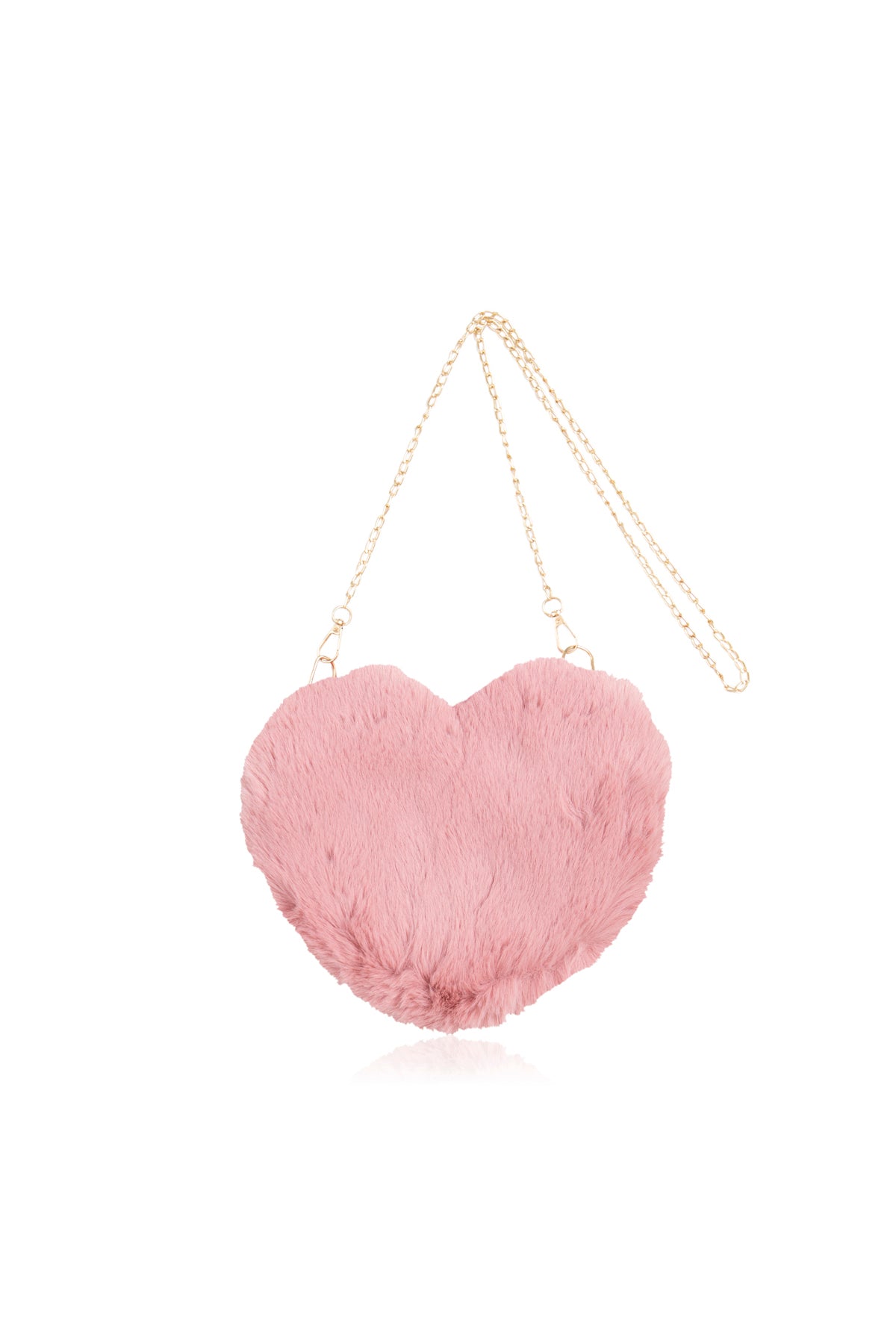 Mini Momo Heart Shape Handbag Cute Girls Purse - Fluffy Faux Fur Bag Women Crossbody, Valentines Day Bow Tie - Pink