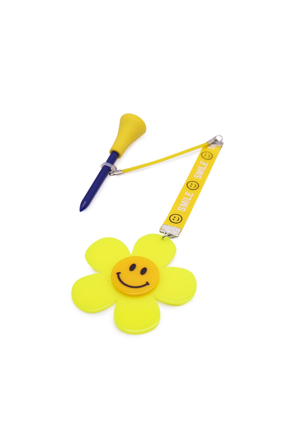 Golf Tee Holder Belt Hanger Bag Tag Charm Organizer - Tee Keeper Storage Accessories Golf Gifts for Golfer - Smiley - Yellow