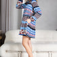 Mommy and Me Matching Dresses - Boho Long Sleeve Tiered Ruffle Hem Pocket Tunic Dress - Side - Blue Multi