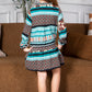 Mommy and Me Matching Dresses - Boho Long Sleeve Tiered Ruffle Hem Pocket Tunic Dress - Back - Green Multi