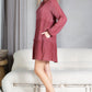 Mommy and Me Matching Dresses - Boho Long Sleeve Tiered Ruffle Hem Pocket Tunic Dress - Lifestyle - Side - Burgundy