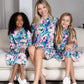 Mommy and Me Matching Dresses - Boho Long Sleeve Tiered Ruffle Hem Pocket Tunic Dress - Lifestyle - Front - Floral Pink