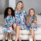 Mommy and Me Matching Dresses - Boho Long Sleeve Tiered Ruffle Hem Pocket Tunic Dress - Lifestyle - Front - Floral Pink