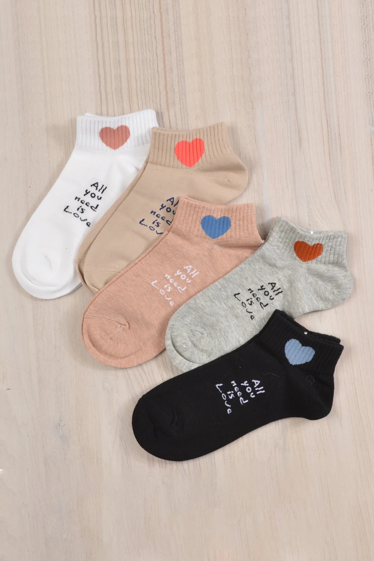 Mini Momo Cute Women's Socks Set - Embroidery Smile Heart Ankle Socks Novelty Gifts for Womens